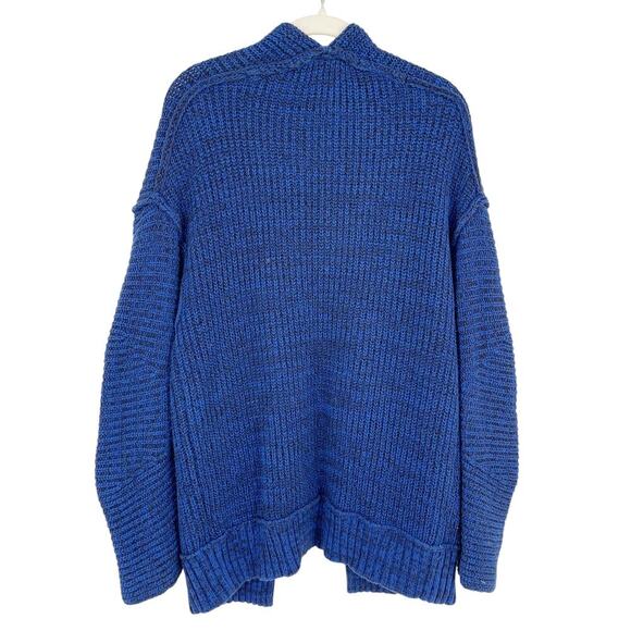 Free People High Hopes Cardigan Royal Blue Chunky Knit Sweater Oversized Size XS - Picture 4 of 7